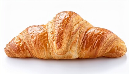 Fresh Golden Croissant On White Background