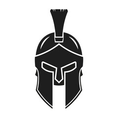 Spartan helmet icon in black, a vector graphic illustration of ancient Greek warrior headgear