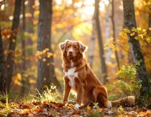 Dog in autumn forest