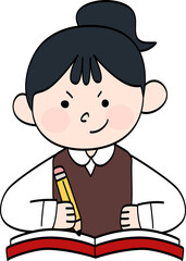 공부하는여학생