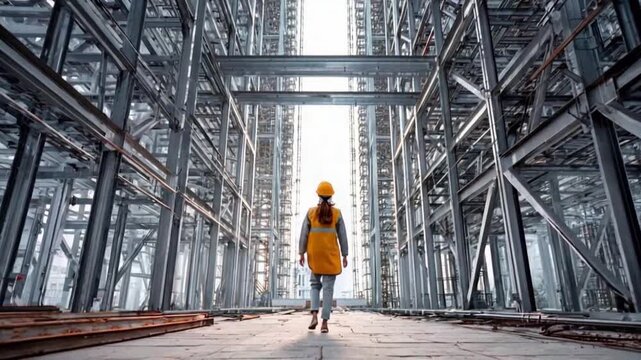 Visionary Architect: Witness the dedication of a structural architect exploring an industrial framework