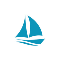 Simple blue sailboat icon on white background