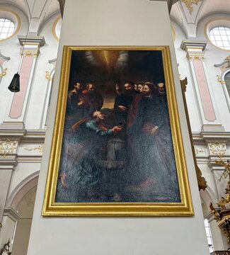 The interior of St. Peter's Church is filled with priceless masterpieces of painting on religious themes of the Renaissance.