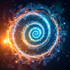 Blue spiral galaxy in deep space