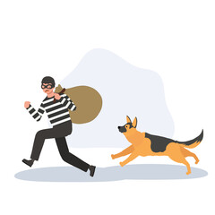 robber thief burglary criminal chased by german shepherd police dog