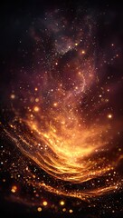 Naklejka premium Cosmic fiery nebula swirls in deep space