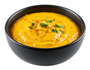 Curry sauce in a bowl isolated on transparent background