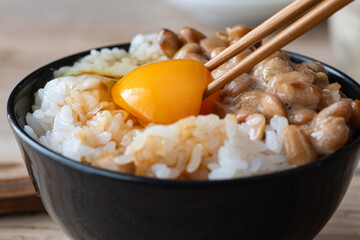 納豆　卵かけご飯