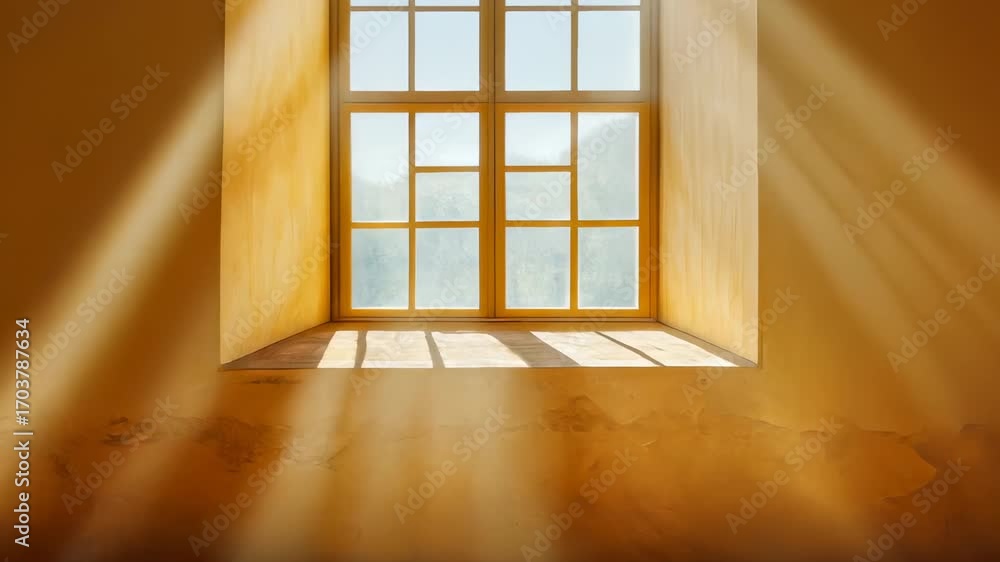 Poster Sunlight filters into a quiet room, creating beautiful patterns on the floor and filling the space with warmth