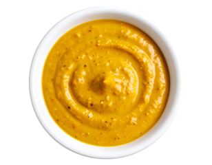 Curry sauce in a bowl isolated on transparent background