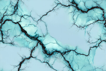 Bioluminescent marble texture, Powder Blue background, Bold Charcoal veins, Watercolor Wash Soft Edges, For NFT Art Collection aesthetic, seamless pattern