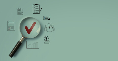 Business process management audit compliance checklist review analysis magnifying glass