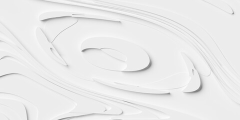 White organic wave or curve shapes geometrical background wallpaper banner pattern flat lay from above