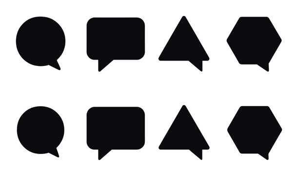 Set of black speech bubble shapes on dark background