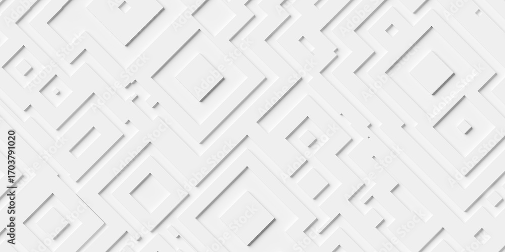 Poster large white diagonal arranged square and rectangle maze structure geometry background wallpaper bann