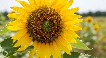 Obraz premium Vibrant Yellow Sunflower in Full Bloom Outdoors.