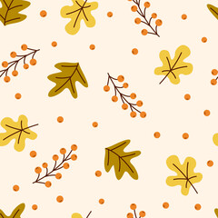 Seamless pattern with autumn leaves. Perfect for wallpaper, gift paper, textiles, greeting cards. Vector illustration.