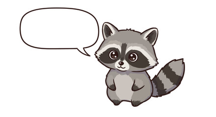 Cartoon Raccoon with Speech Bubble Illustration.