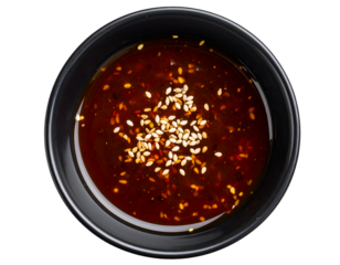 Teriyaki sauce in a bowl isolated on transparent background