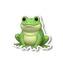 Obraz premium 3D Cartoon Frog Sticker Isolated on White Background