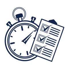 Time Management Stopwatch & Checklist Vector. Productivity Project Planning & Goals Icon