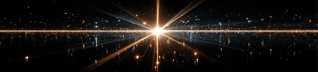 Naklejka premium Cosmic rays radiate from a central point, through a dark nebula