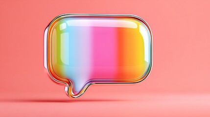 adorable holographic speech bubble glowing on candy gradient