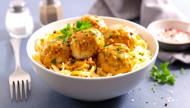 Creamy meatballs over pasta