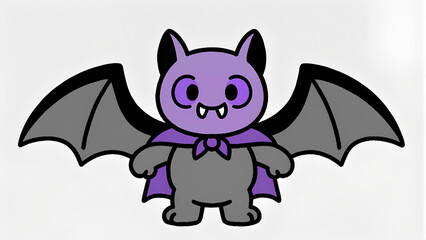 Obraz premium Cute Cartoon Bat with Purple Cape