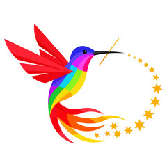 Fototapeta premium Colorful Hummingbird with Stars.