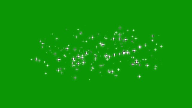 Glitter star sparkle animation green screen, white cartoon blinking stars, shiny glowing stars, flat, vector, flat vector doodles, Bokeh light lights effect background whith 4K Loop Animation