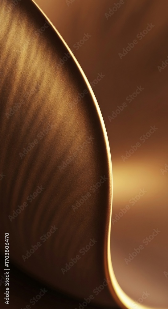 Poster macro detail of a flowing, curved bronze surface. the elegant, soft texture is highlighted by warm l
