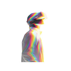 Immersive Virtual Reality Experience Man Exploring Metaverse with VR Headset