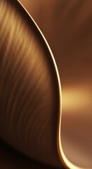 Macro detail of a flowing, curved bronze surface. The elegant, soft texture is highlighted by warm light, creating a luxurious abstract background with copy space.