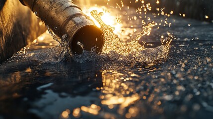 Illustration of Water Pipe Leak and Plumbing Problem