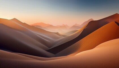 Naklejka premium Abstract Earth Toned Landscapes Minimalistic Mountain Views Soft Color Gradients Nature Inspired Backgrounds Modern Design Elements Digital Artwork