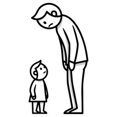 Sad Father and Child Looking at Each Other.