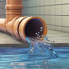 Illustration of Water Pipe Leak and Plumbing Problem