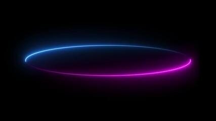 Glowing light neon pink and blue color circle frame icon animation circular loading rotation eclipse shape round retro progress on black background - Powered by Adobe