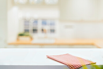Modern white countertop with blurred background for mockup