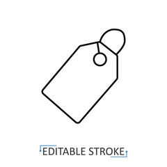 A gift tag icon in minimalist style with editable stroke. Label element, price tag, holiday decor, present accessory, celebration design, festive symbol, package detail, shopping concept.