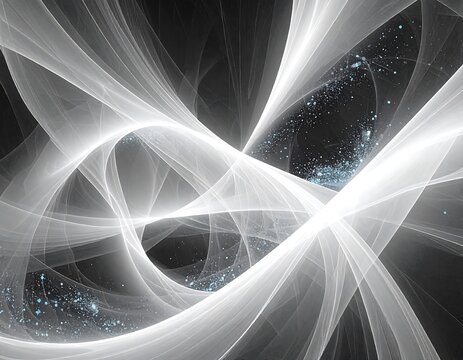 Abstract swirling light trails against a dark background - Powered by Adobe