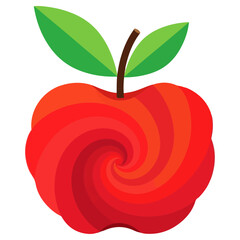 Red Apple with Swirl Design, Focus on Healthy Eating.