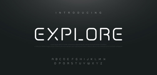 Abstract technology space font and alphabet. techno and fashion fonts designs. Typography digital sci-fi movie concept. vector illustration