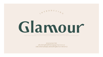 Luxury wedding alphabet letters font with tails. Typography elegant classic lettering serif fonts and number decorative vintage retro concept for logo branding. vector illustration