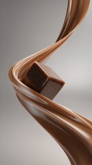 Elegant Chocolate Swirl with Square Piece Captured in High Detail