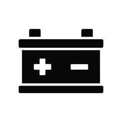 Black and white icon of a car battery