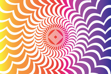 Swirl Spiral Psychedelic Patterns. Retro Vector Wavy Background. Abstract Groovy Wave Rays. Funky Swirl Burst