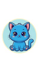 Obraz premium Cute Blue Cartoon Cat Sitting.