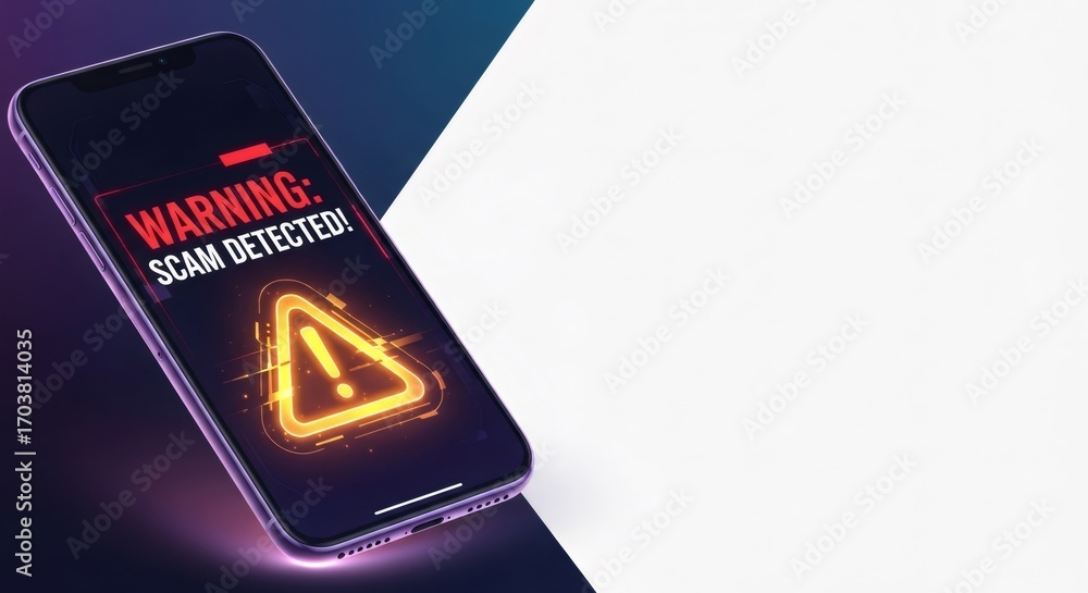 Poster smartphone displaying a warning message 